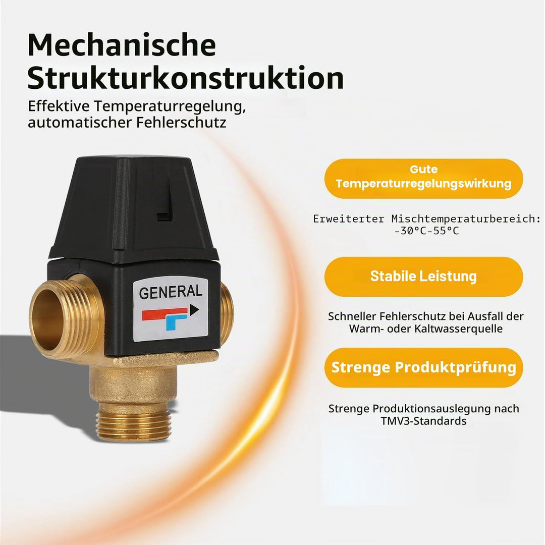 Tyenaza Messing, Kunststoff 3-Wege DN20 Aussengewinde Messing Thermostatisches Mischventil für Solar