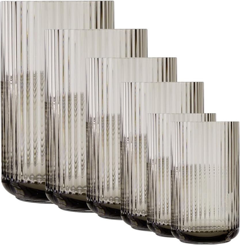 Lyngby Porcelæn Vase H25 cm Lyngby aus mundgeblasenem Glas zeitlos, grau H25 cm Smoke, H25 cm Smoke