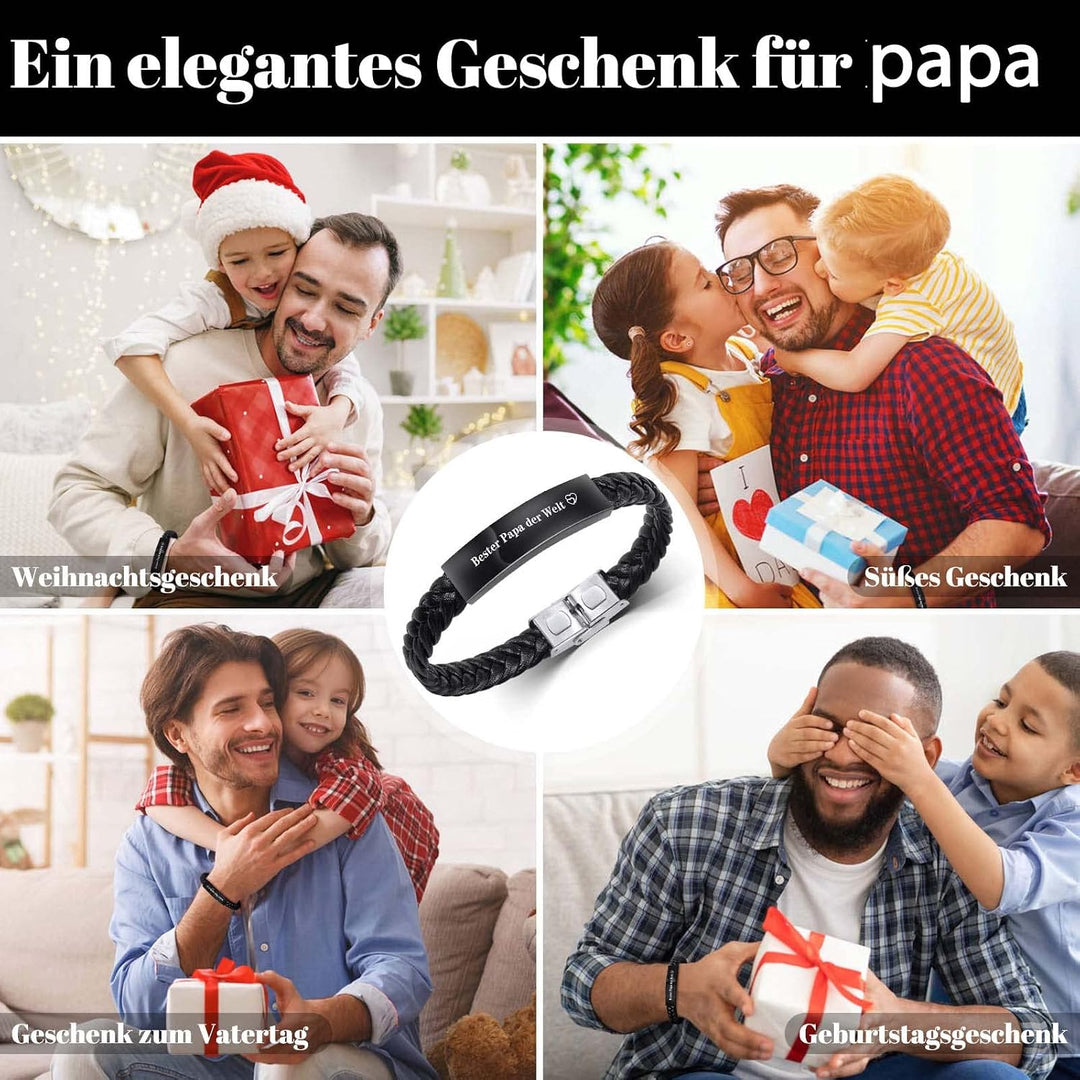 CheersLife Knotenarmband Geschenk Für Männer Braun Geflochtenes Leder Edelstahl Unendlichkeit Armbän