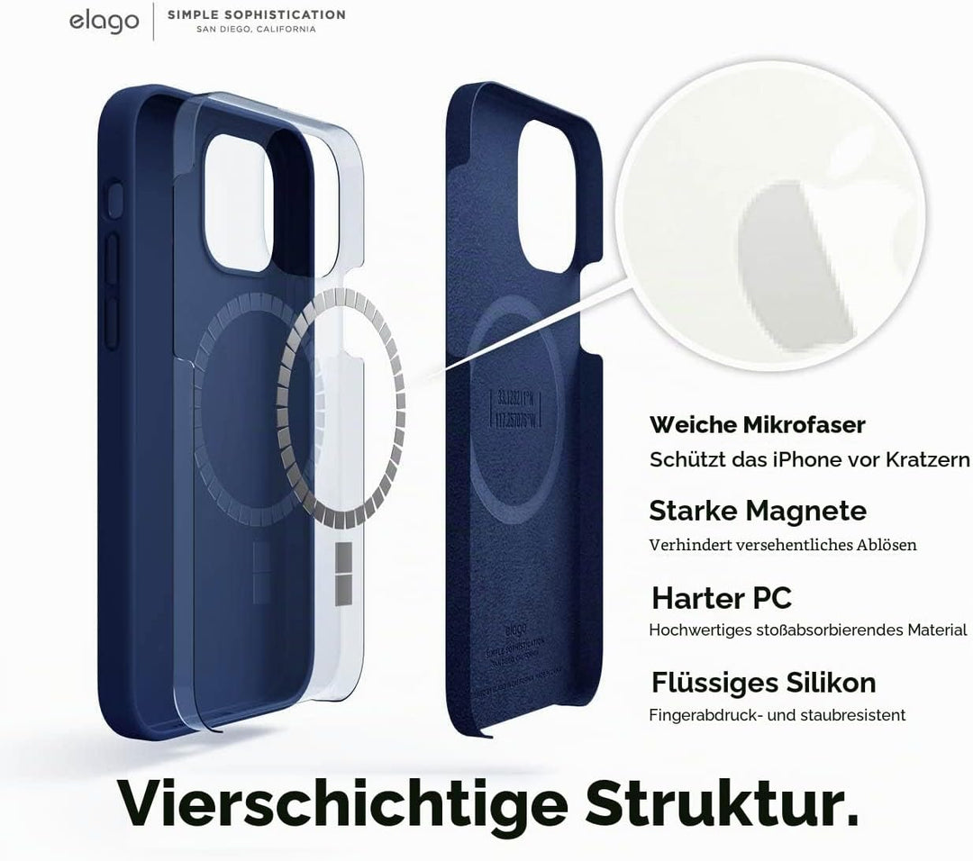 elago Magnetische Silikonhülle, kompatibel mit iPhone 12 Pro Max (6,7 Zoll), kompatibel mit MagSafe-
