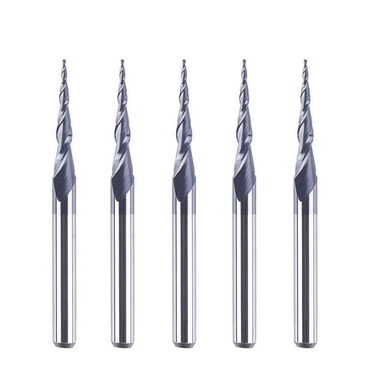 SpeTool 5 Stück Schaftfräser Eingestellt R0,25, 3,175mm (1/8") Schaft 2 Flöten Kugelkopffräser Konis
