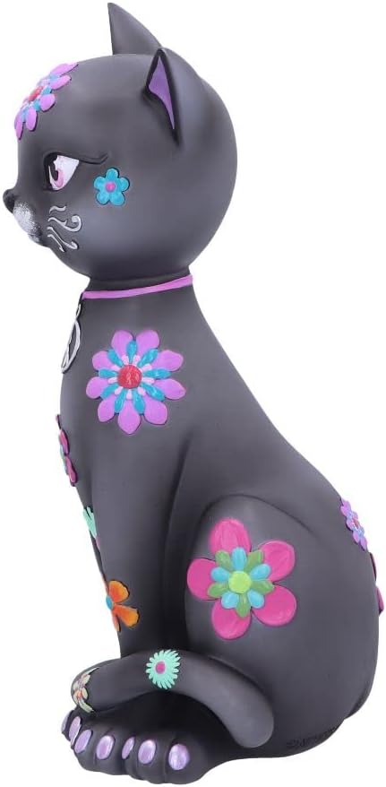 Nemesis Now Hippy Kitty 26 cm, Harz, schwarz, Hippie-Kätzchen, Hippie-Kitty-Figur, spirituelles Gesc
