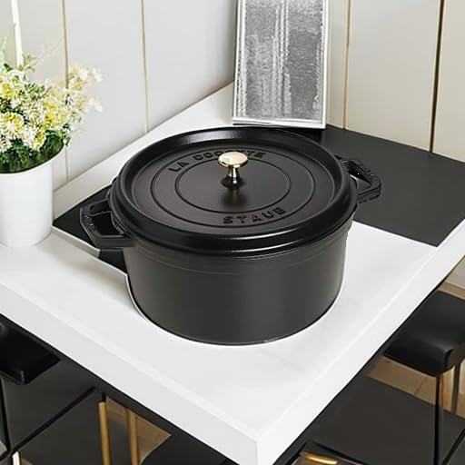 STAUB Gusseisen Bräter/Cocotte, Rund 30 cm, 8,35 L, Aromaregen Funktion für optimale Befeuchtung, Fü