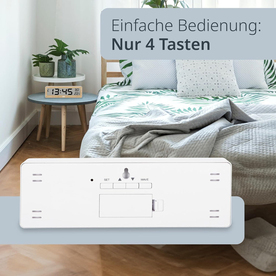ADE Digitale Funkuhr Wohnzimmer mit Temperaturanzeige | sehr grosse Ziffern | gut ablesbares Display