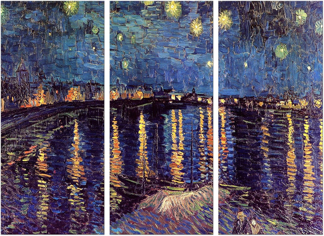 Bilderdepot24 Bild auf Leinwand | Vincent van Gogh Sternennacht über der Rhône in 90x60 cm mehrteili