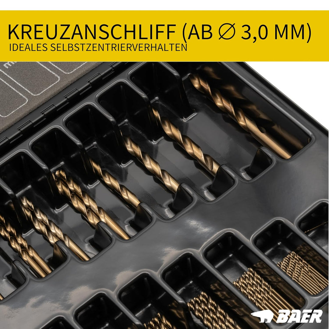 BaerCoil BAER Spiralbohrer HSSE Extrem-Bohrer Magazin (93-teilig - 0,5mm steigend) 1-13 mm - Spiralb