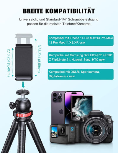 CIRYCASE Flexibler Handy Stativ, Mini Selfie Stick Stativ für Smartphone mit Kabelloser Fernbedienun