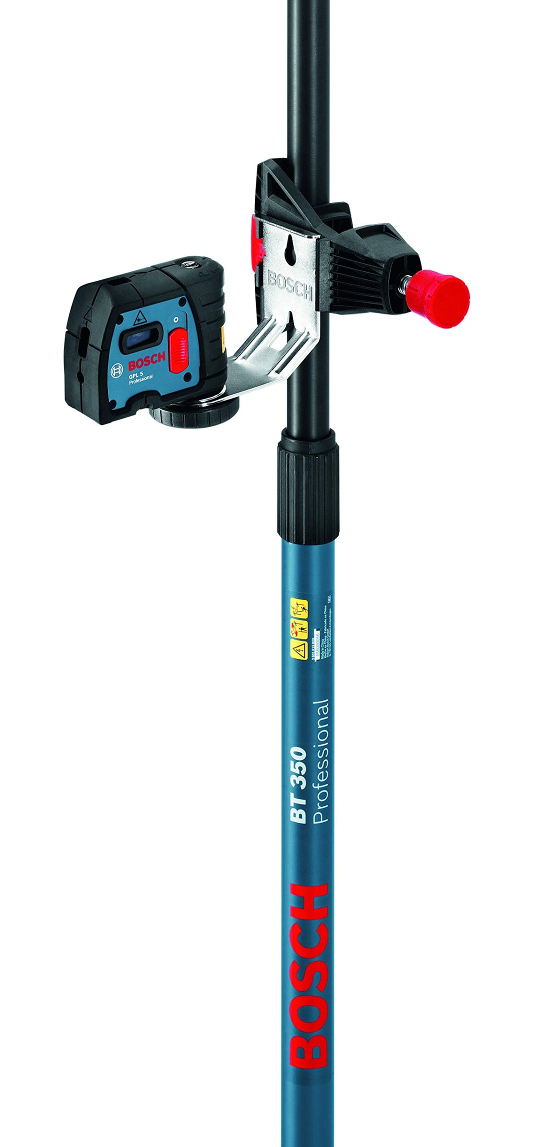 Bosch Professional Teleskopstange für Laser und Nivelliergeräte BT 350 (Höhe: 140–350 cm, 3 Sektione