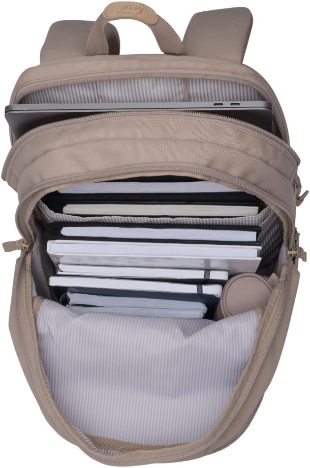 Beckmann, Rucksack Urban, für Schule Uni Arbeit Freizeit, mit extra Laptopraum, 30L Beige, Beige