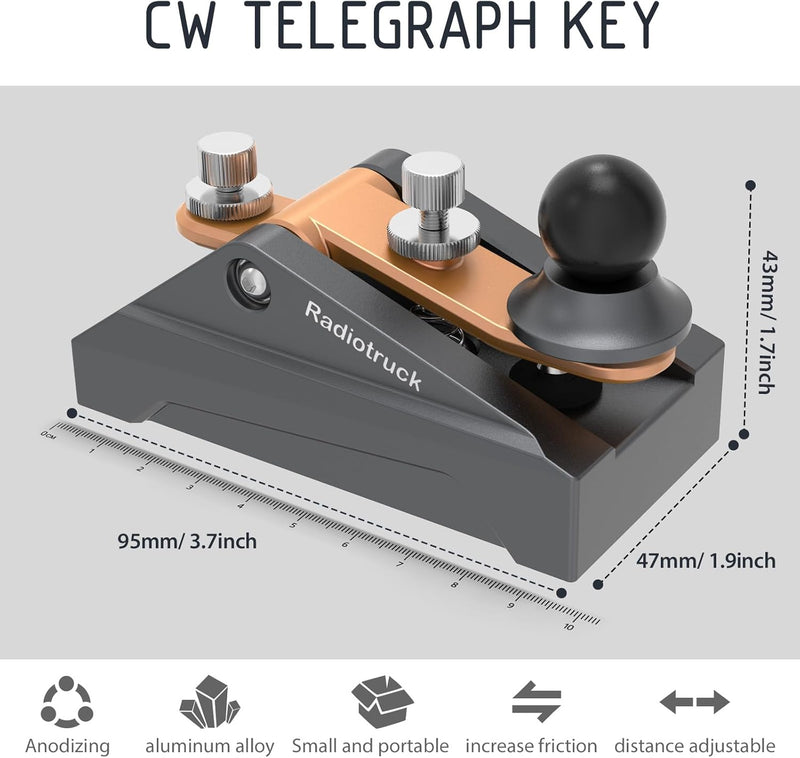 CW Telegrafieschlüssel Auto Morse – Radio HAM Senden Telegrammschlüssel Lambic Single Paddle Transmi