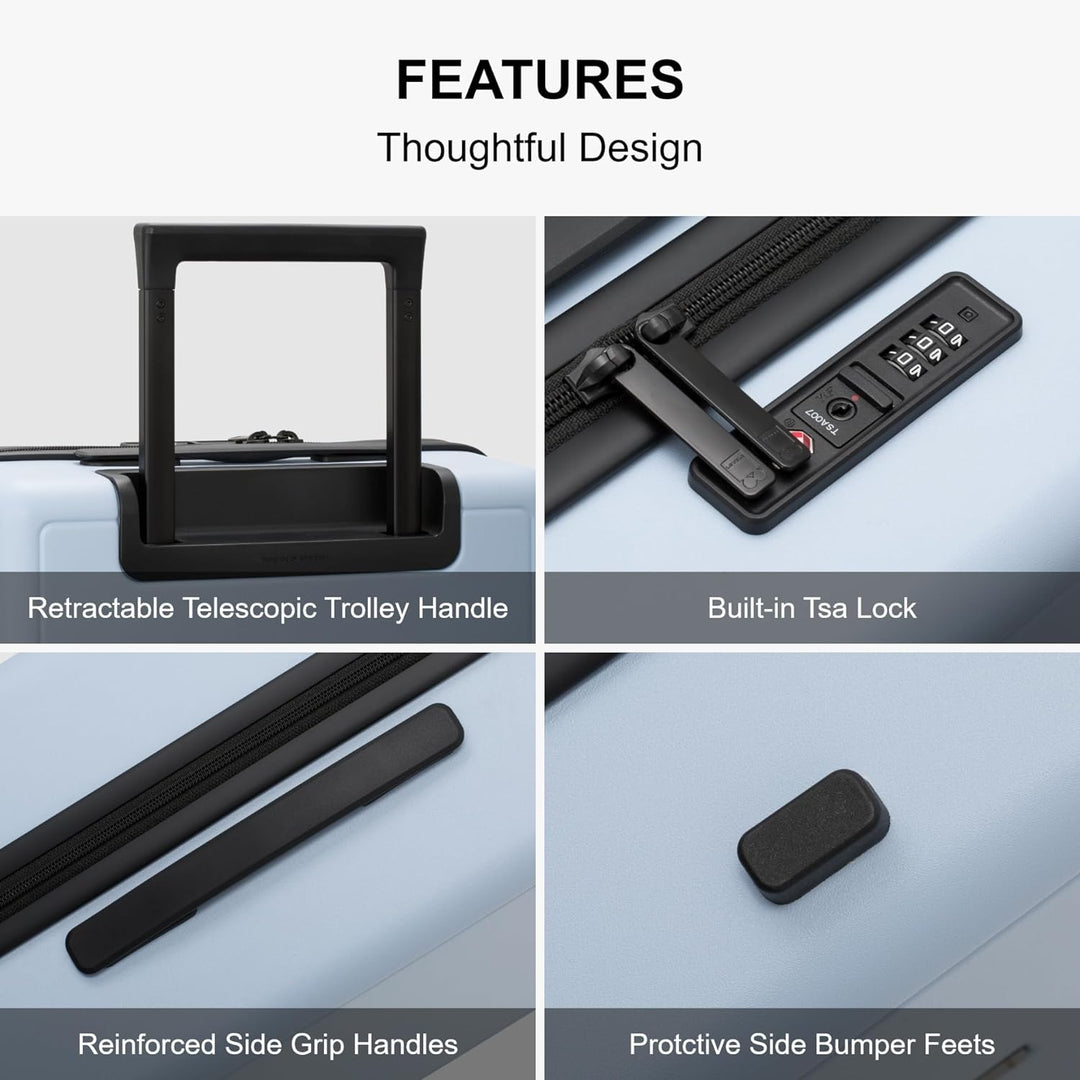LEVEL8 Koffer Trolleys handgepäck Leichtgewicht 100% PC mit Organizer Set 4-teilig TSA Zahlenschloss