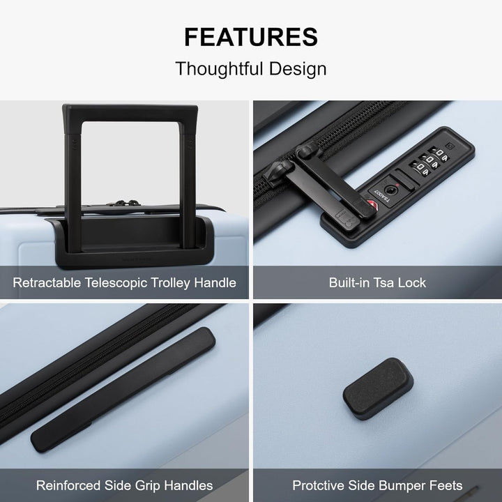 LEVEL8 Koffer Trolleys handgepäck Leichtgewicht 100% PC mit Organizer Set 4-teilig TSA Zahlenschloss