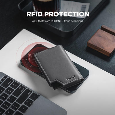 VULKIT Kreditkartenetui RFID Blockierendes Pop Up Kartenetui aus Leder für Männer und Frauen, mit Ge