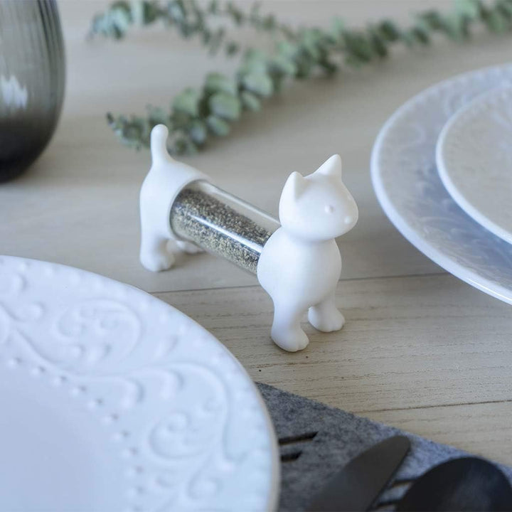 balvi Zahnstocherspender und Salz- und Pfefferstreuer CAT Weiss In Form Einer Katze Acryl/PVC, Weiss