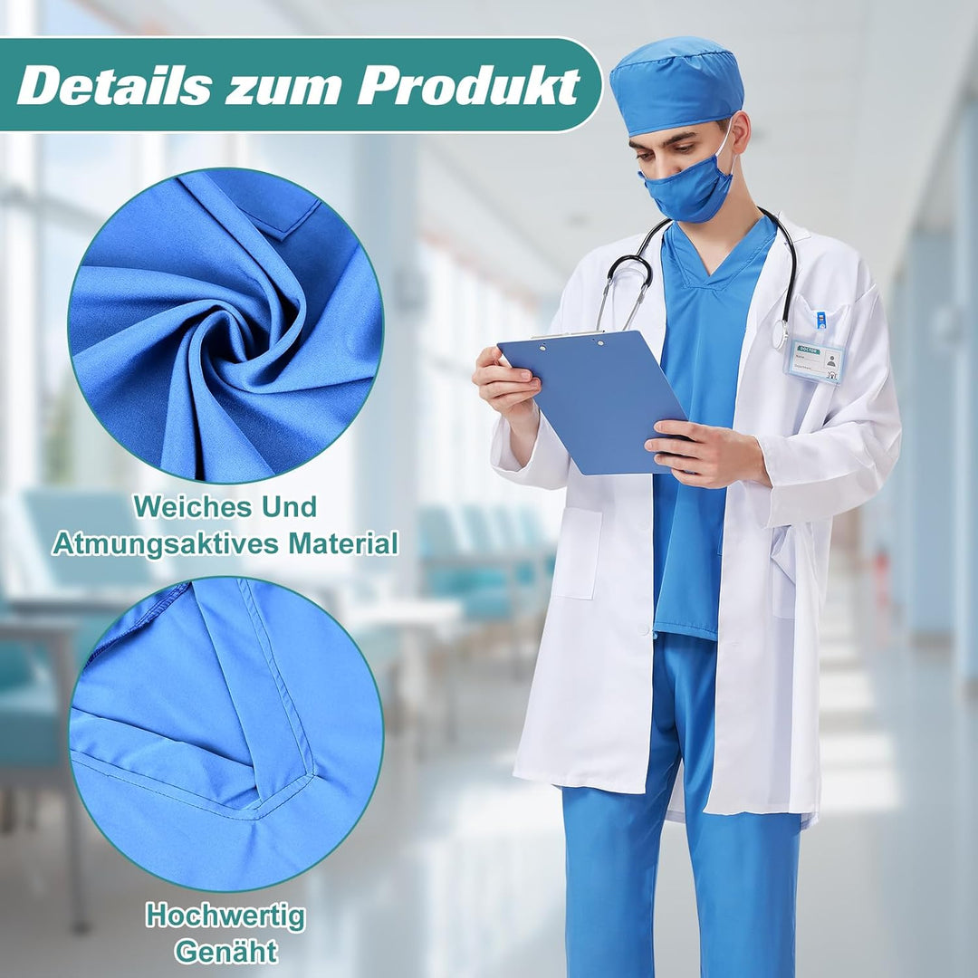 Charmofun Arzt Kostüm für Erwachsene, Arzt Kostüm Karneval, Chirurg Arztkittel, Doktor Kostüme Inklu
