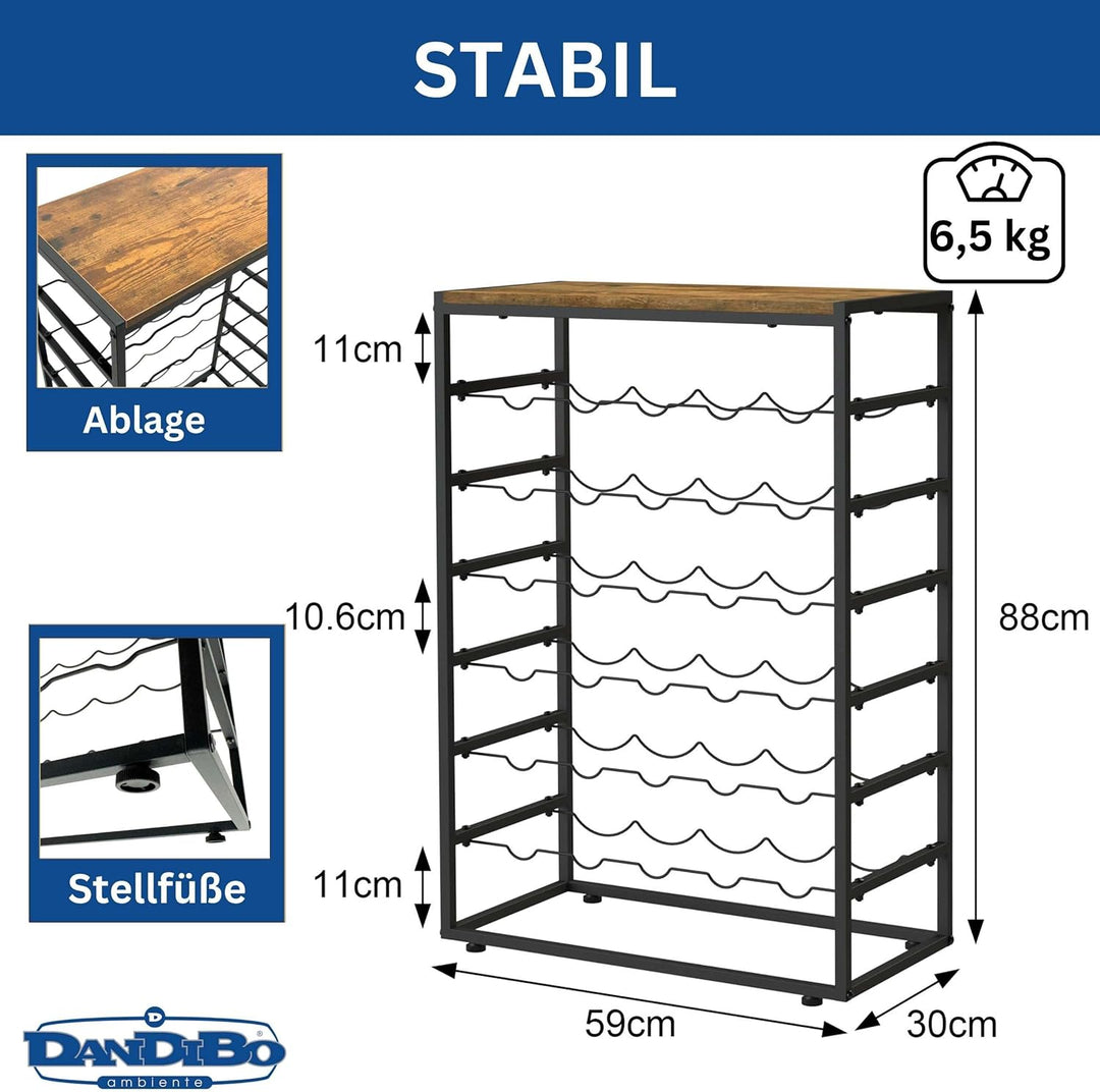 DanDiBo Weinregal Metall Schwarz Stehend 30 Flaschen 96605 Flaschenregal Weinflaschenhalter Weinhalt