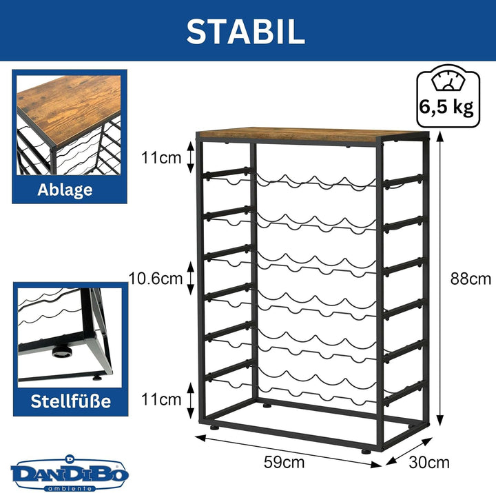 DanDiBo Weinregal Metall Schwarz Stehend 30 Flaschen 96605 Flaschenregal Weinflaschenhalter Weinhalt