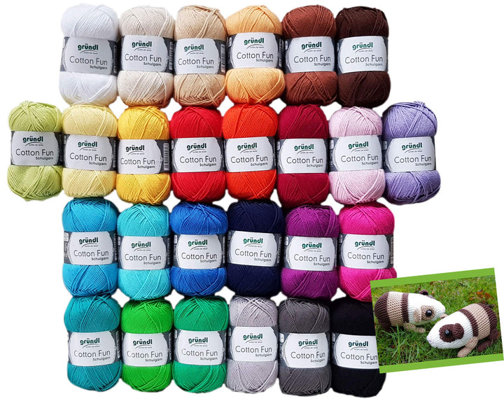 20x 50 Gramm (1KG) Cotton Fun Häkelgarn, Farbauswahl leider Nicht möglich inkl. 1 Anleitung für ein