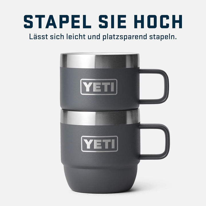 YETI Rambler Stapelbare Tasse Mit DuraSip Keramikbeschichtung, Big Sky Blue, 2 Pack 6 oz (177 ml), B