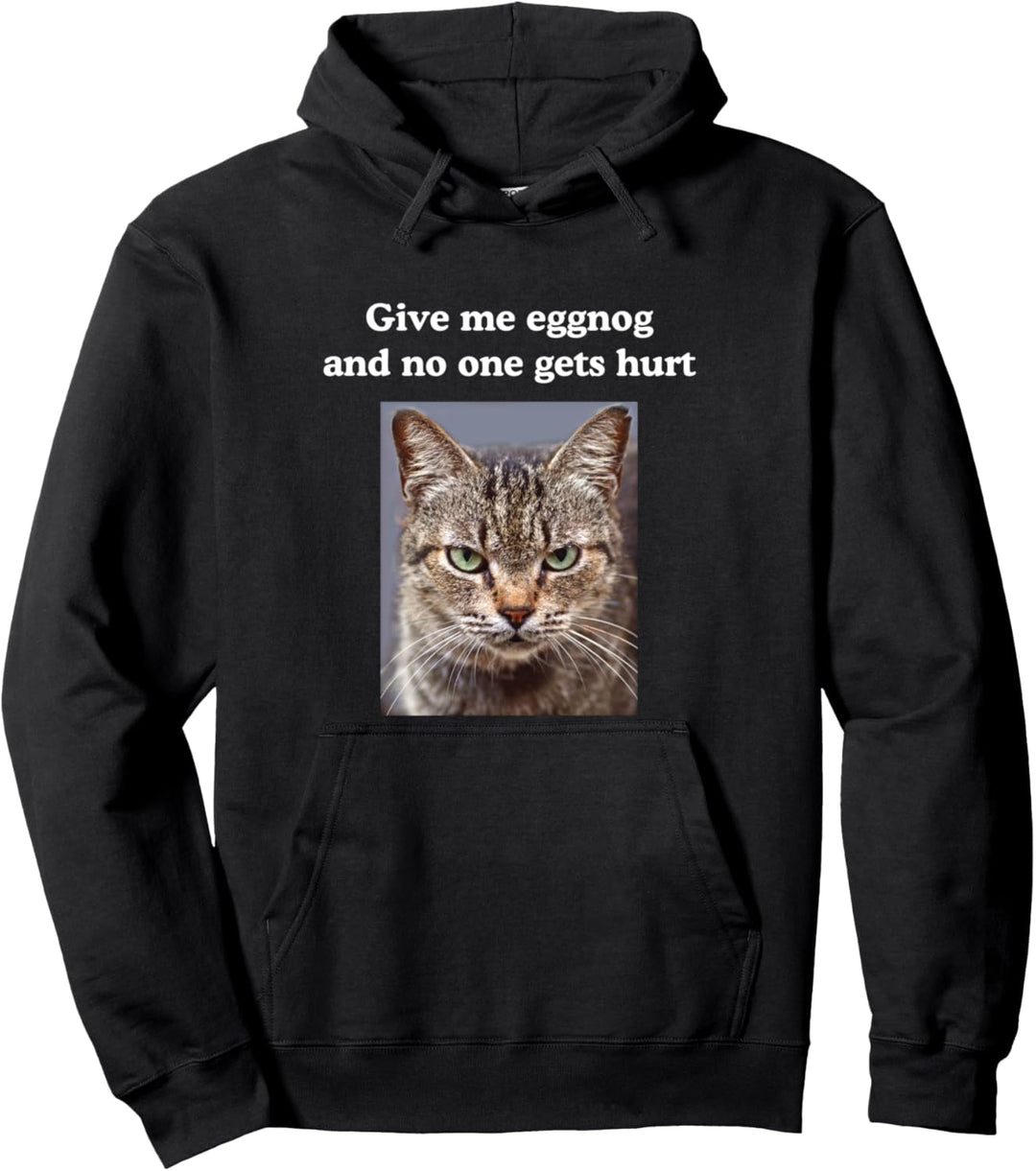 Lustige graue getigerte Katzen Zitat Love Eggnog Meme Pullover Hoodie