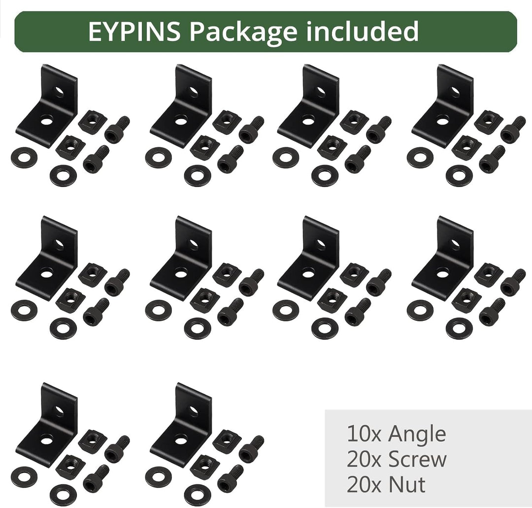EYPINS 10 Stücke Winkelverbinder, Aluprofil 2020, 90 Grad Winkel Klammern L-Form Rechtwinklig Alumin