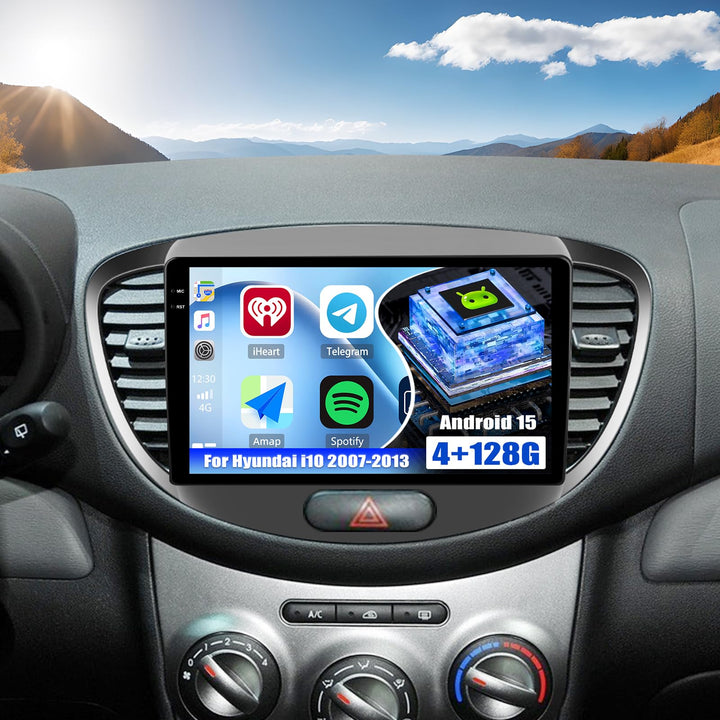 4+128G Android 15 CAMECHO Navi Autoradio für Hyundai i10 2007-2013 mit GPS WiFi FM RDS, Radio Blueto