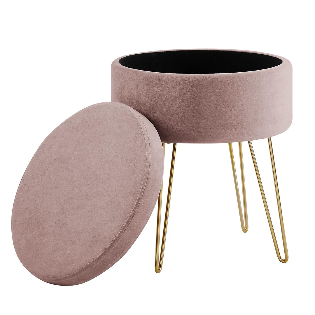 Zedelmaier Runder Sitzhocker Schminktisch Hocker Ottoman Gepolsterter Hocker Abnehmbarer Bezug Metal