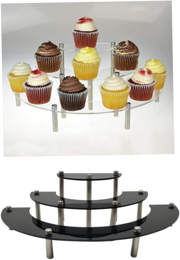 BESTonZON Cupcake-ausstellungsständer Dessertturm Kuchenplatte Aus Acryl Schwarz Für Party-dekoratio