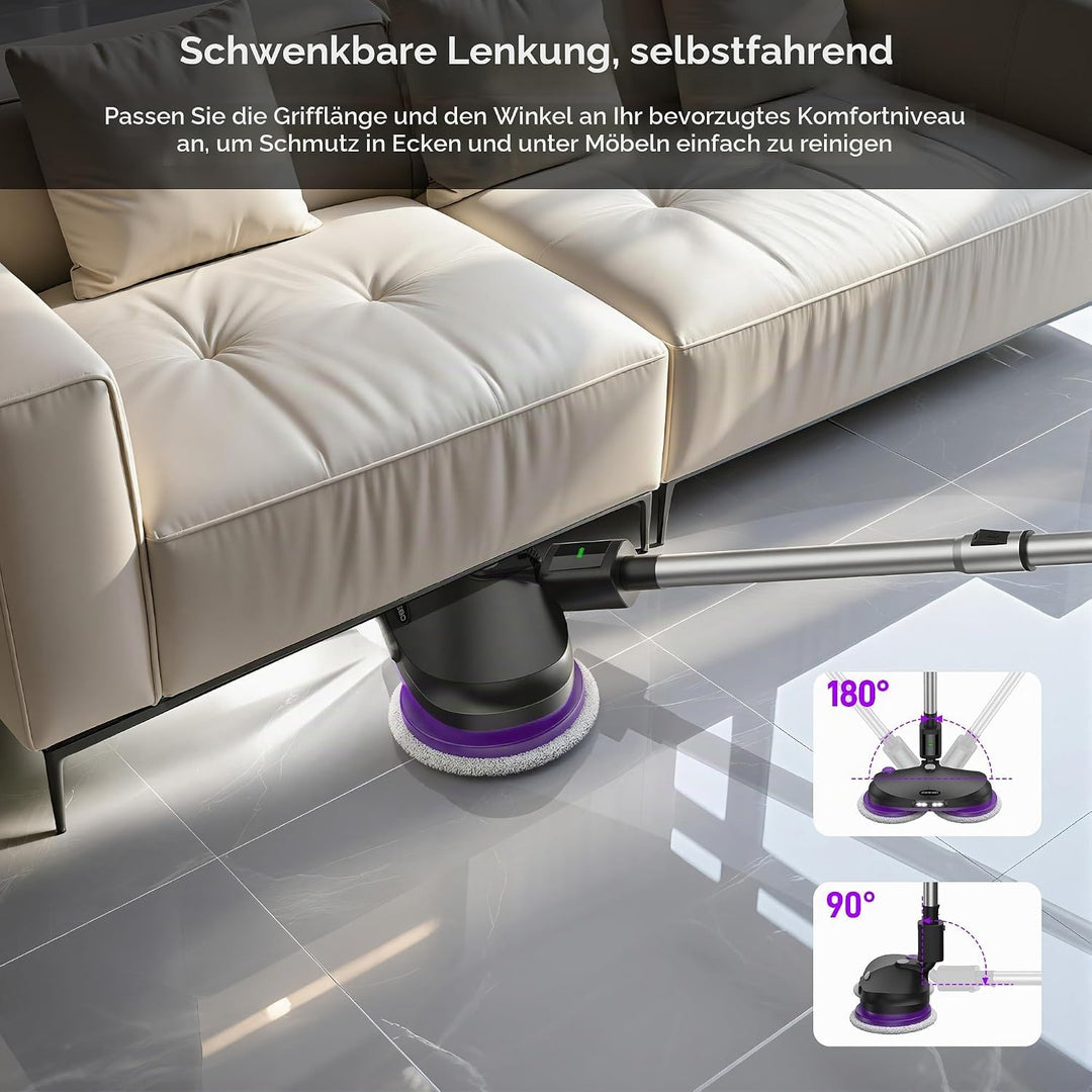 Kabellos Elektrischer Mopp, Elektrischer Wischmopp Kabellos mit Sprühfunktion, LED Beleuchtung, 300m