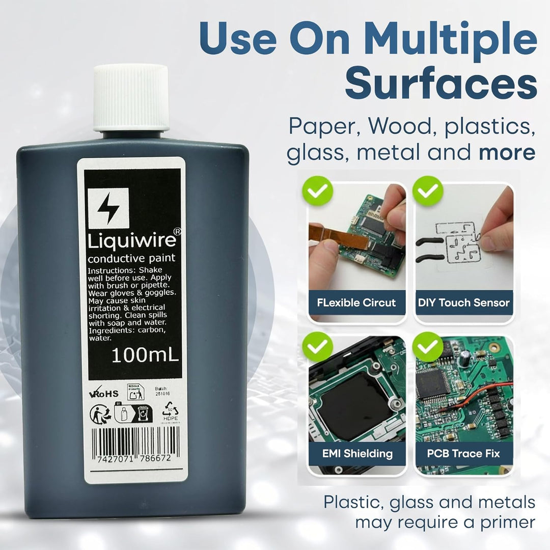 Leitfähige Farbe 100-ml - Wasserbasierte Carbonbeschichtung für Gitarrenabschirmung, PCB & Fernbedie