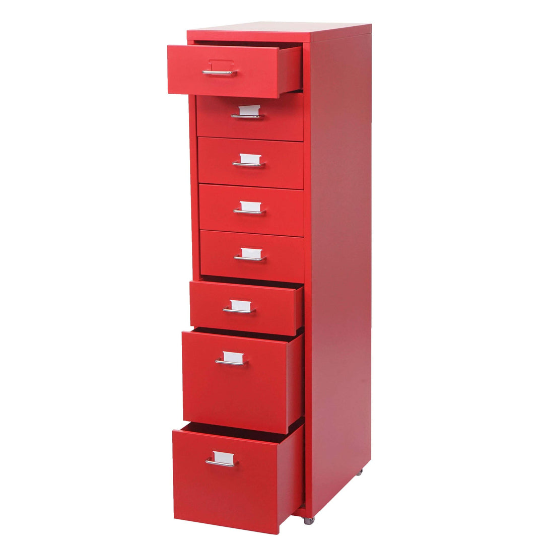 PROREGAL Rollcontainer Housten HxBxT 110x28x41cm 8 Schubladen Rot Schubladenschrank Stahlschrank 8 S
