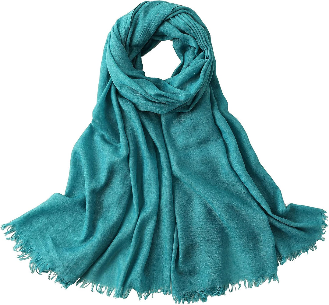 Damen Schultertuch Grosse Winter Warme Schal Scarf Stola für Frauen Deckenschal mit Fransen Blau, Bl