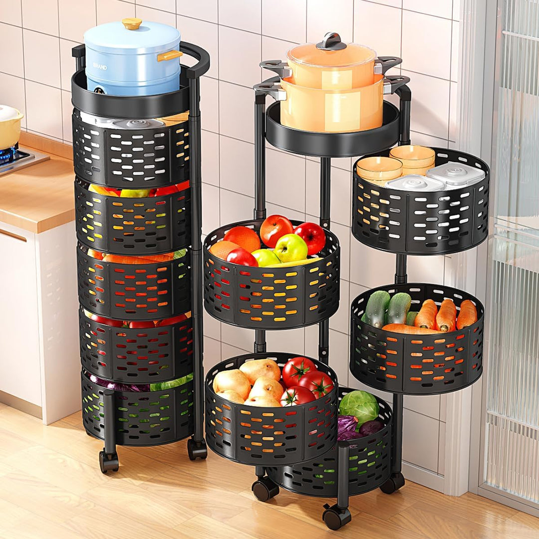 Heikoeco® Servierwagen, Küchenwagen, drehbarer Servierwagen mit Rollen aus extra Dicker Stahl, platz