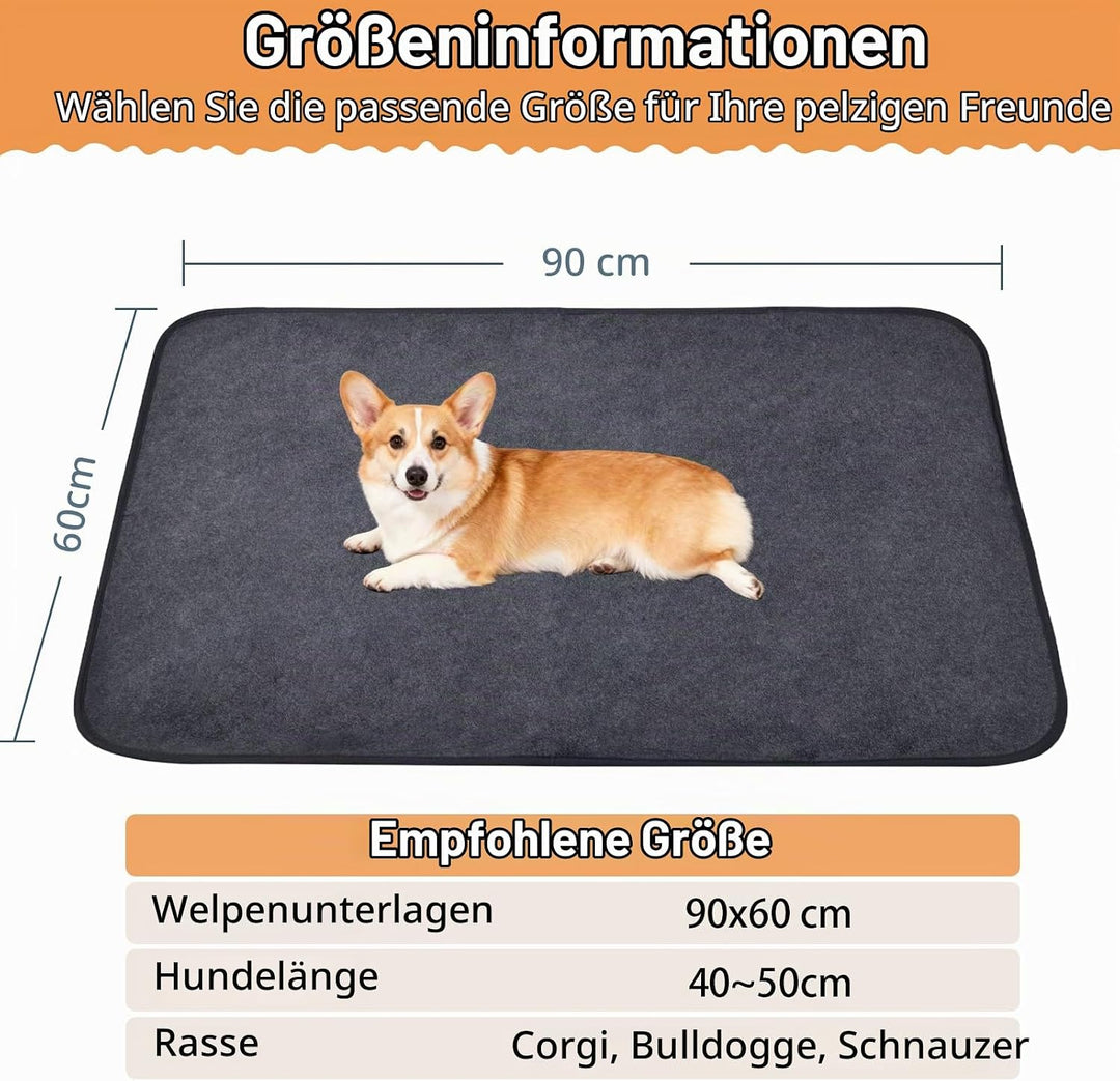 Inkontinenzunterlage Waschbar, 2er Set 90x60 cm Hundedecke Wasserdicht PIPI Matten für Hunde, Welpen