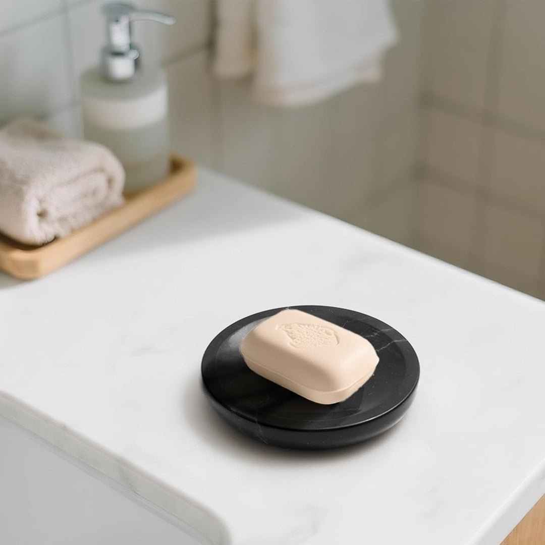 WORHE Seifenschale echter natürlicher Marmorhalter für Badezimmer, Badewanne, Dusche, Küchenspüle, H