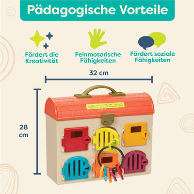 B. toys Tierarztkoffer für Kinder mit Kuscheltieren, Stethoskop, Spritze und mehr – Arztkoffer Tiera