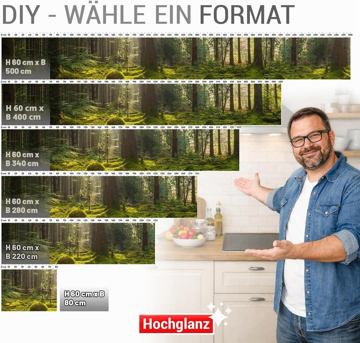 StickerProfis Küchenrückwand selbstklebend Glasoptik - MOOSGRUND - 1.8mm, Versteift, alle Untergründ