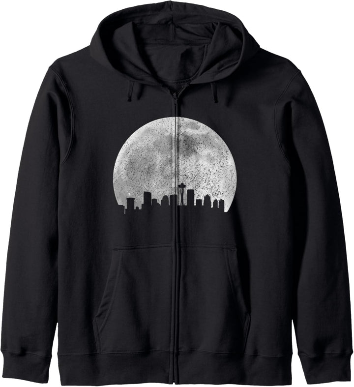 Seattle Washington Skyline Mond Vintage Seattle Kapuzenjacke