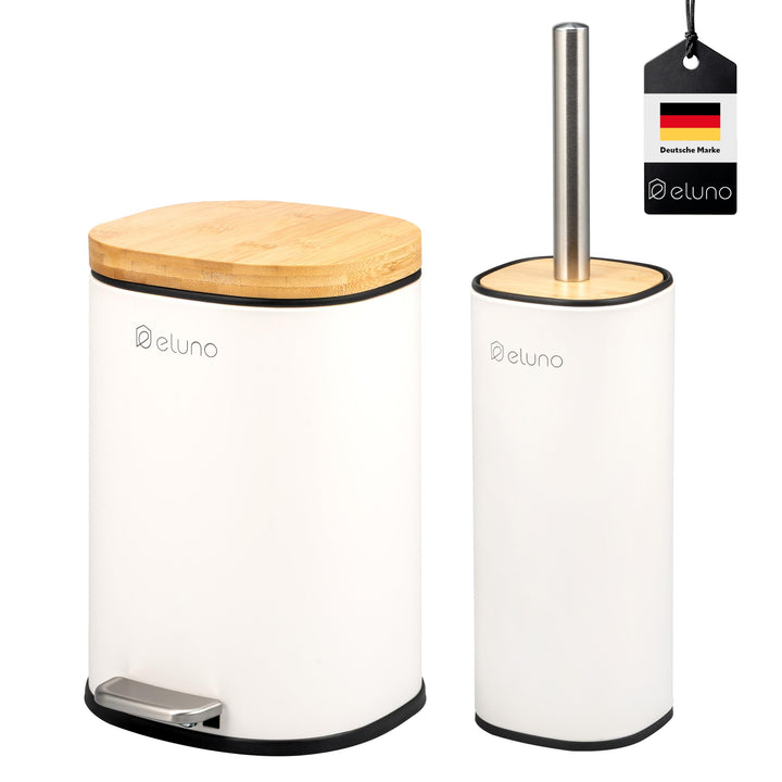 eluno Badezimmer Zubehör Set FRAMURA 2tlg. bestehend aus 1 Kosmetikeimer mit Soft-Close Deckel und 5