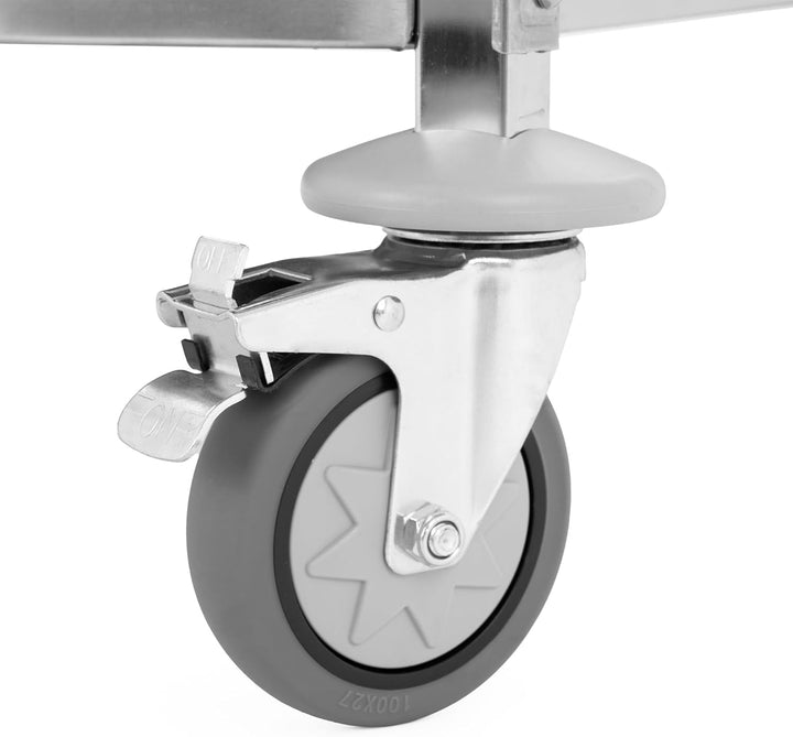 TECHNICA Servierwagen Edelstahl 2 Etagen mit Rollen & Bremse Quadratischer Griff 750x400x835mm Rollw