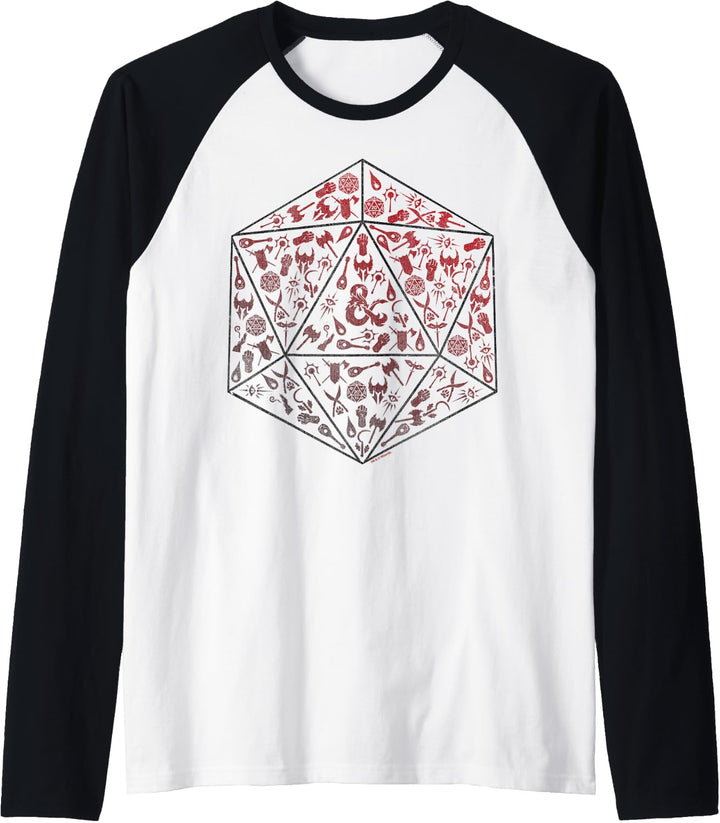 Dungeons &amp; Dragons D20 Dekorierten Symbol Raglan