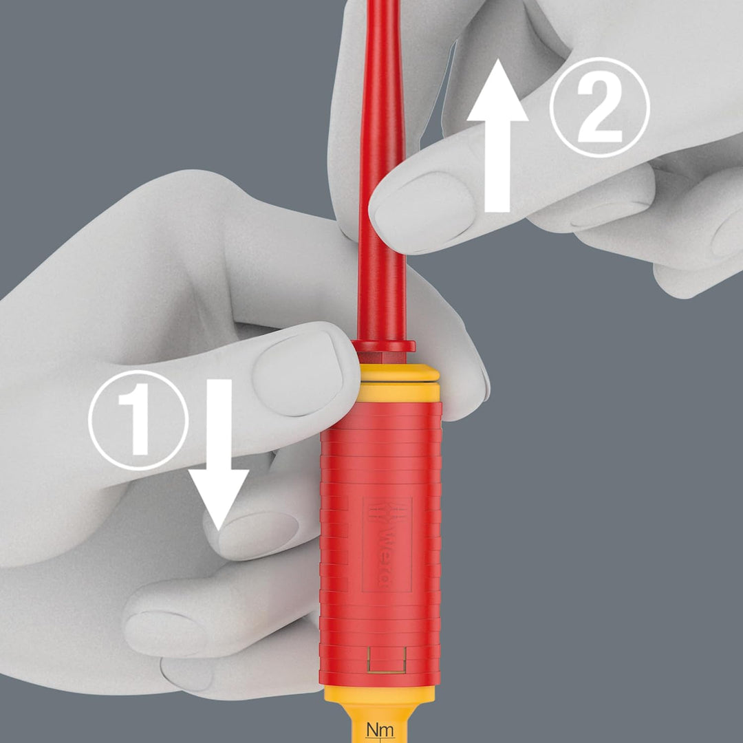 Wera Kraftform Kompakt VDE Torque, VDE-isolierter Bit-Handhalter mit Wechselklingen-Sortiment, 1,2-3