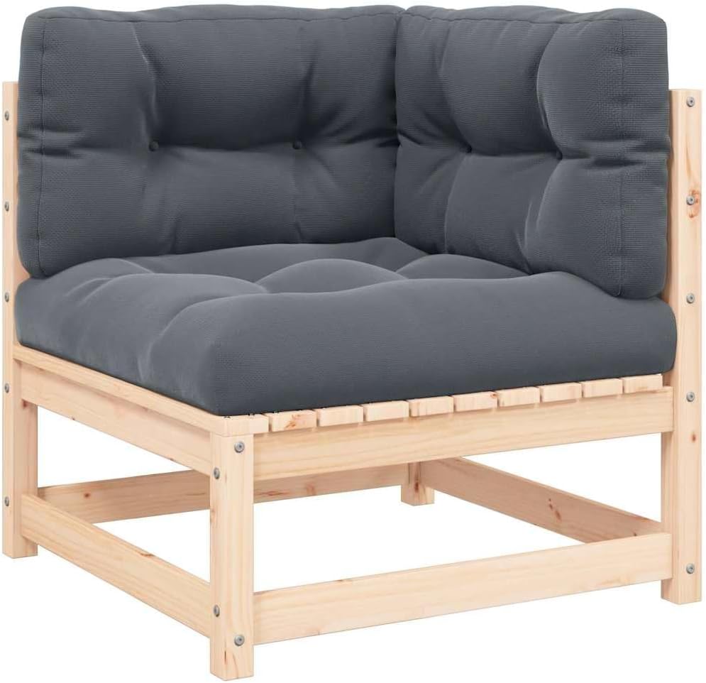 vidaXL Garten Ecksofa mit Kissen, Modular Gartenmöbel, Sofa Lounge Sessel für Garten Terrasse Balkon