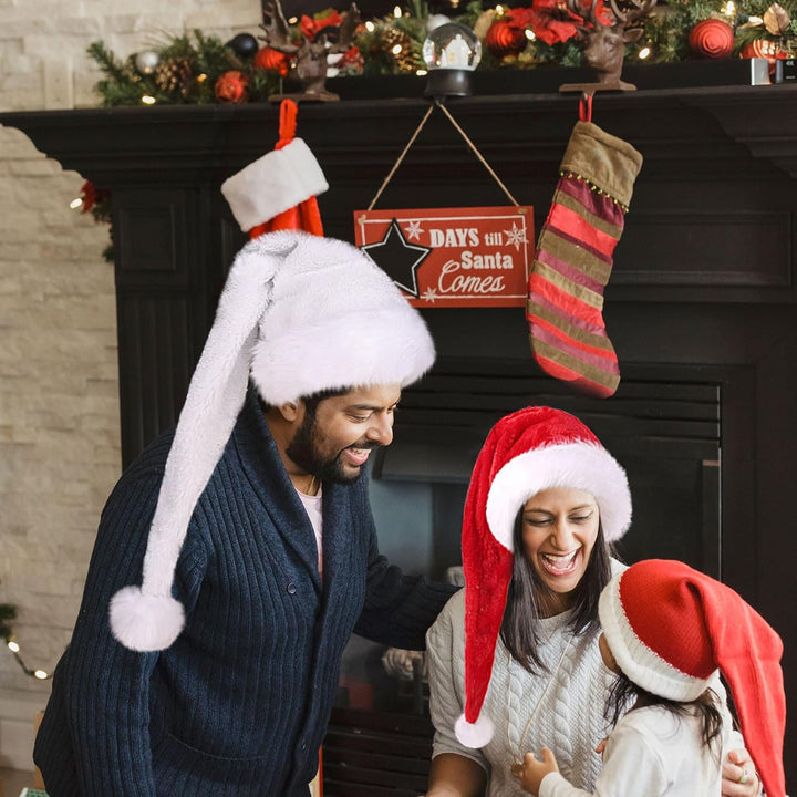 Samt Weihnachtsmannmütze für Erwachsene, Glitzer Seiden Nikolausmütze für Männer und Frauen, doppelt