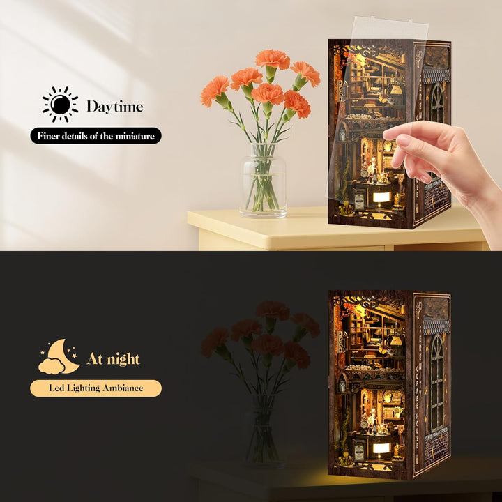 LUMYCE Book Nook Kit für Erwachsene Holzpuzzle DIY Miniatur Haus 3D Puppenhaus - Buchstütze für Büch