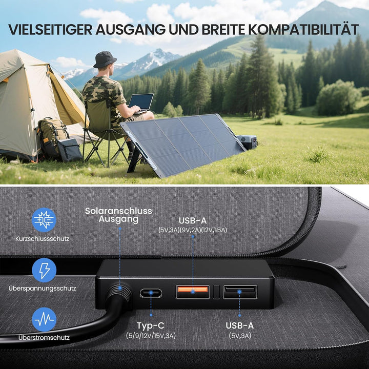 220W 19.8V Tragbares Solarpanel,N-Type 16BB Faltbar Monokristalline Solarmodule für Tragbare Powerst