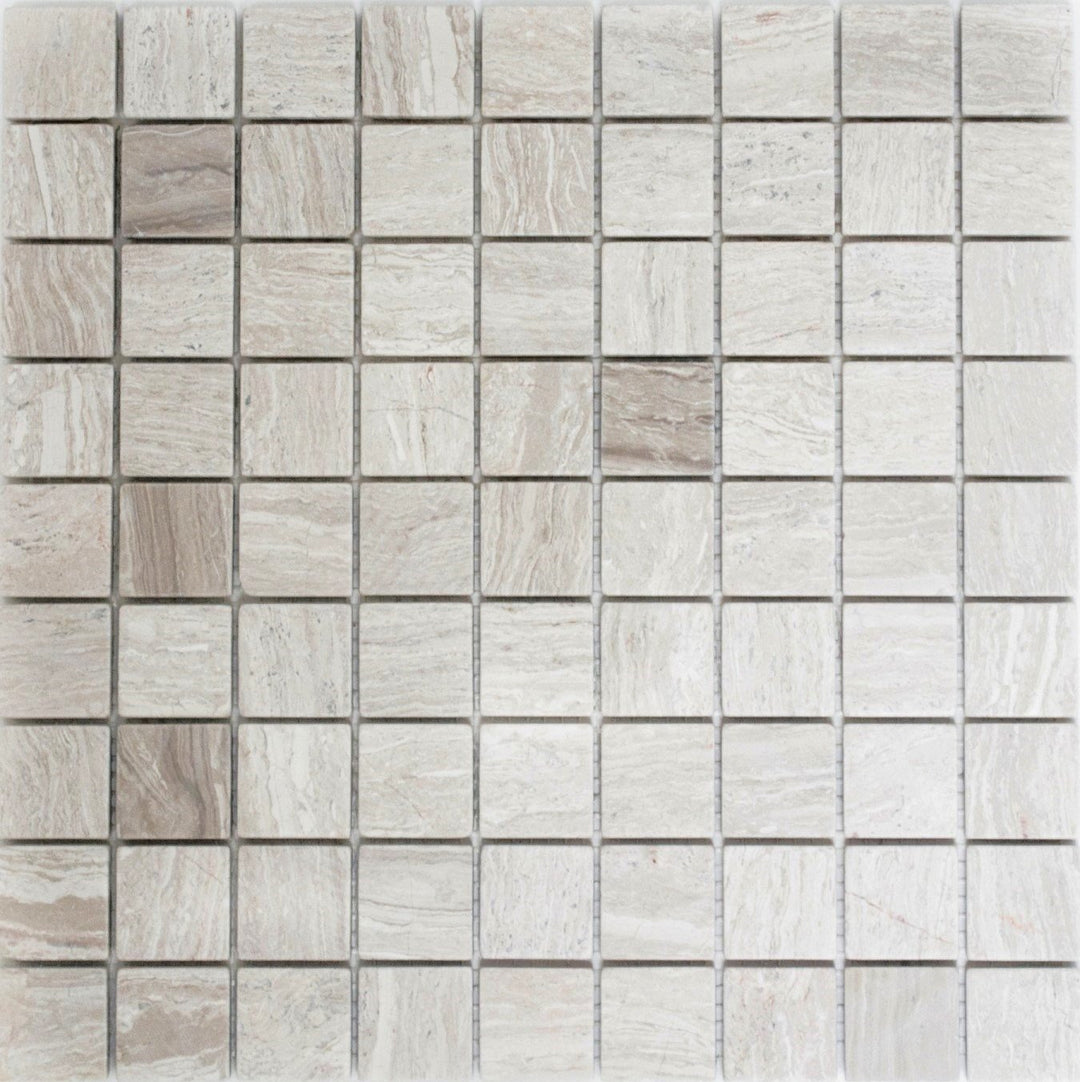 Mosaik Quadrat uni Grau Streifen Marmor Naturstein Küche, Mosaikstein Format: 32x32x8 mm, Bogengröss