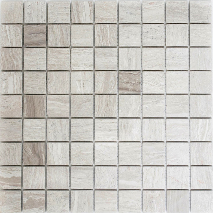 Mosaik Quadrat uni Grau Streifen Marmor Naturstein Küche, Mosaikstein Format: 32x32x8 mm, Bogengröss