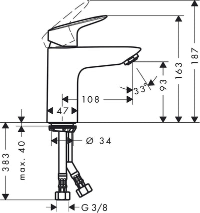 hansgrohe Wasserhahn Logis (Armatur mit Auslauf Höhe 100mm, ohne Ablaufgarnitur) Chrom Chrom Auslauf