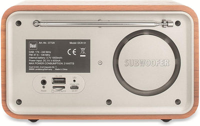 Dual DCR 51 DAB+ / UKW Radio mit Akku und Bluetooth, Braun